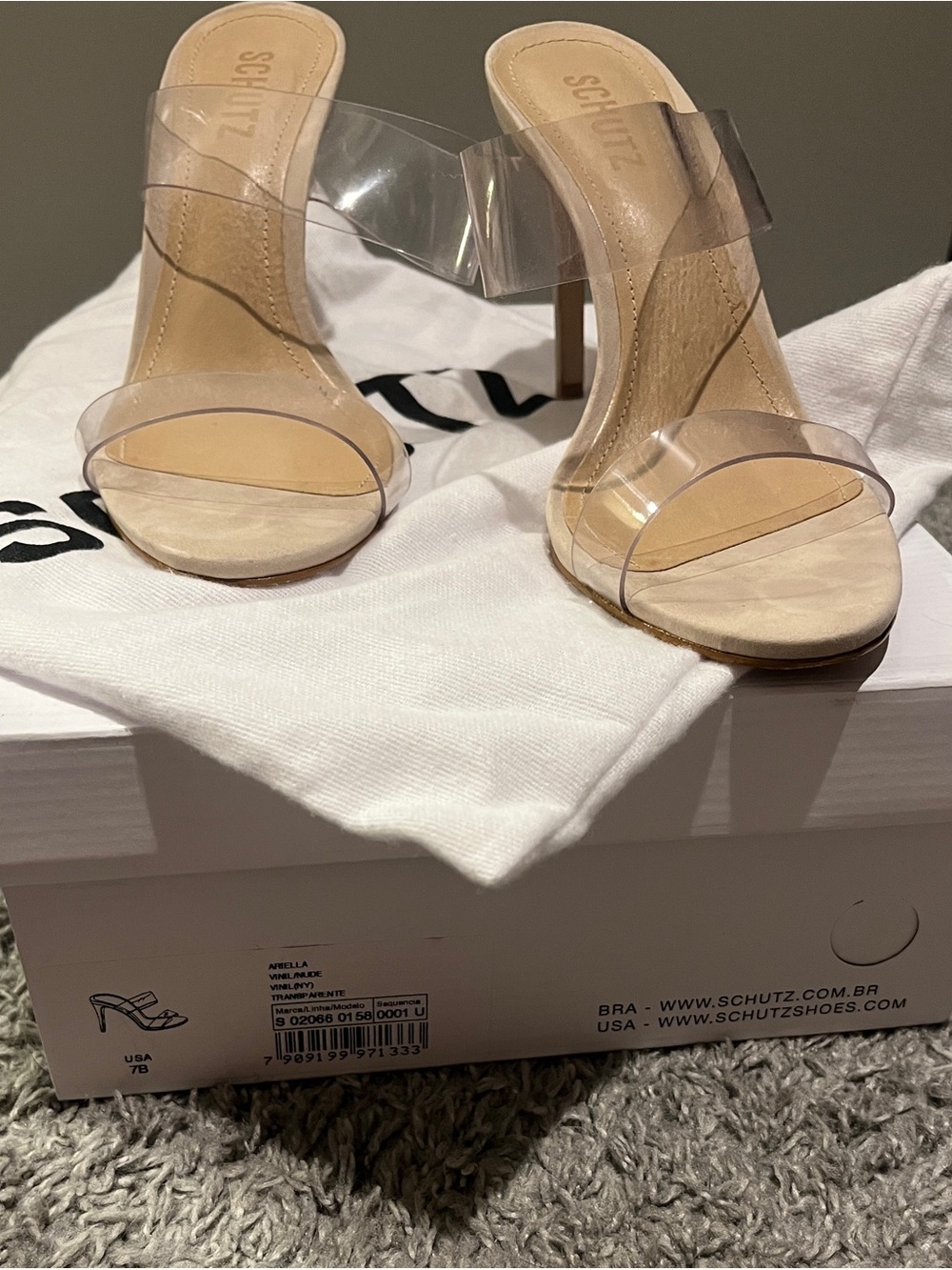 SCHUTZ Nude Clear-Strap Mule Heels - Picture 5 of 5